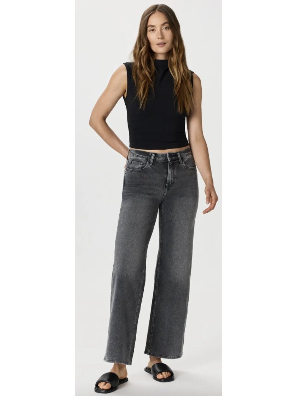 QUINCE Bella Stretch Wide Leg Jeans in Greyed Out Wash Size 27 Minimalist